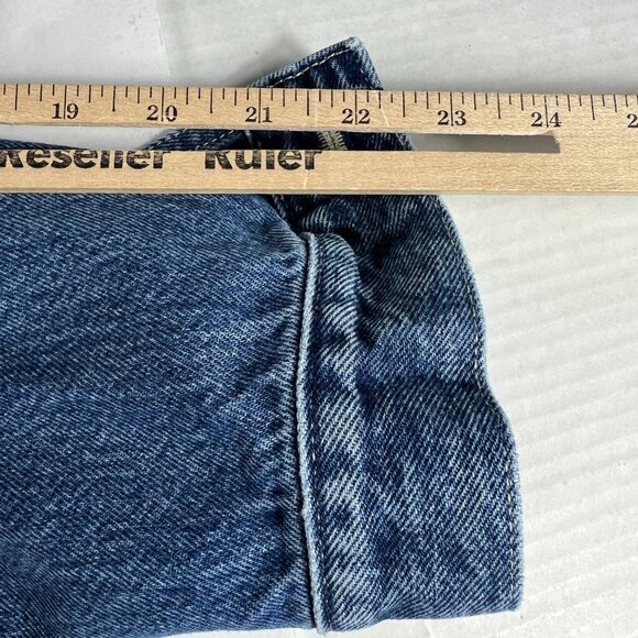 Levi's Made & Crafted Jean Jacket Women Medium Big E Blue Pleated Back Trucker - Picture 13 of 16